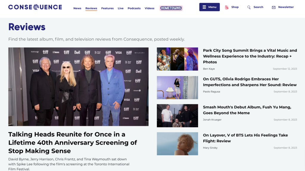 Consequence Latest Music Movies and TV Reviews