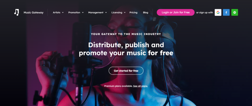 Music Gateway Homepage Screen Grab