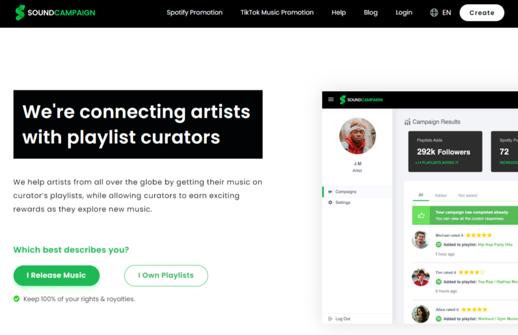 SoundCampaign Music Promotion Platform 1 Playlist Music Pitching Service